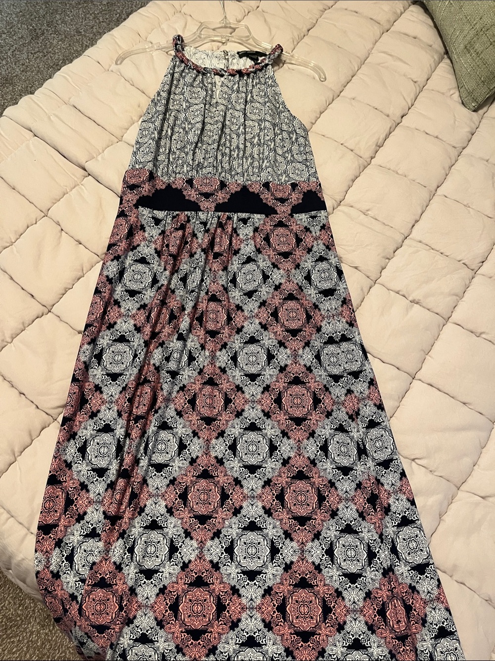 Maggy London Black & Dusty Pink Halter-Style Maxi Skirt